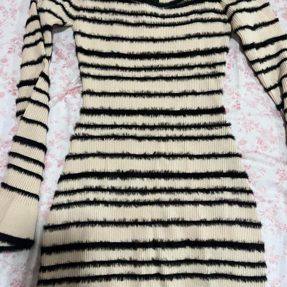 Lulu's Black and Cream Striped Knit Top